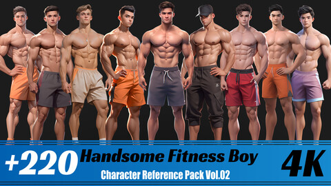 +220 Handsome Fitness Boy | 4K | Character Reference Pak Vol.02