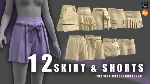 12shorts and skirt/clo3d/marvelous