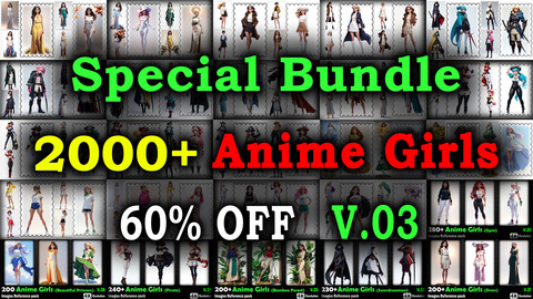 2000+ SPECIAL BUNDLE (Anime Girls Images Reference Pack)  - 4K Resolution - V.03