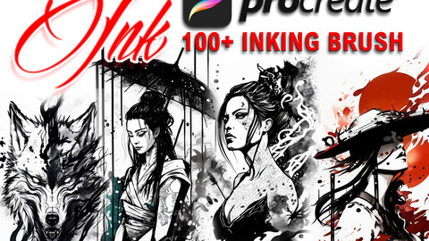 100+ Inking Brush for Procreate, Tattoo Inking Brushes, Digital Painting, Sketching