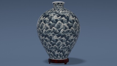 Japanese waves vase