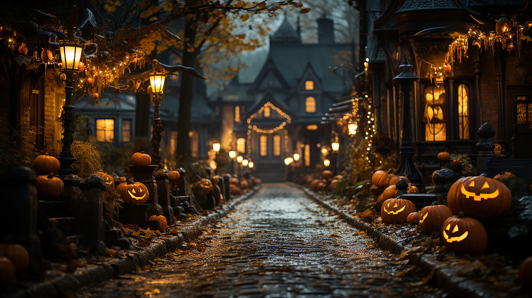 ArtStation - Gothic Pumpking Halloween Vilage Street | Artworks