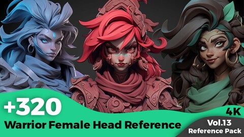 +320 Warrior Female Head References (4k)