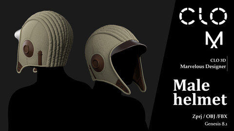 Male helmet / Marvelous Designer/Clo3D project file + OBJ