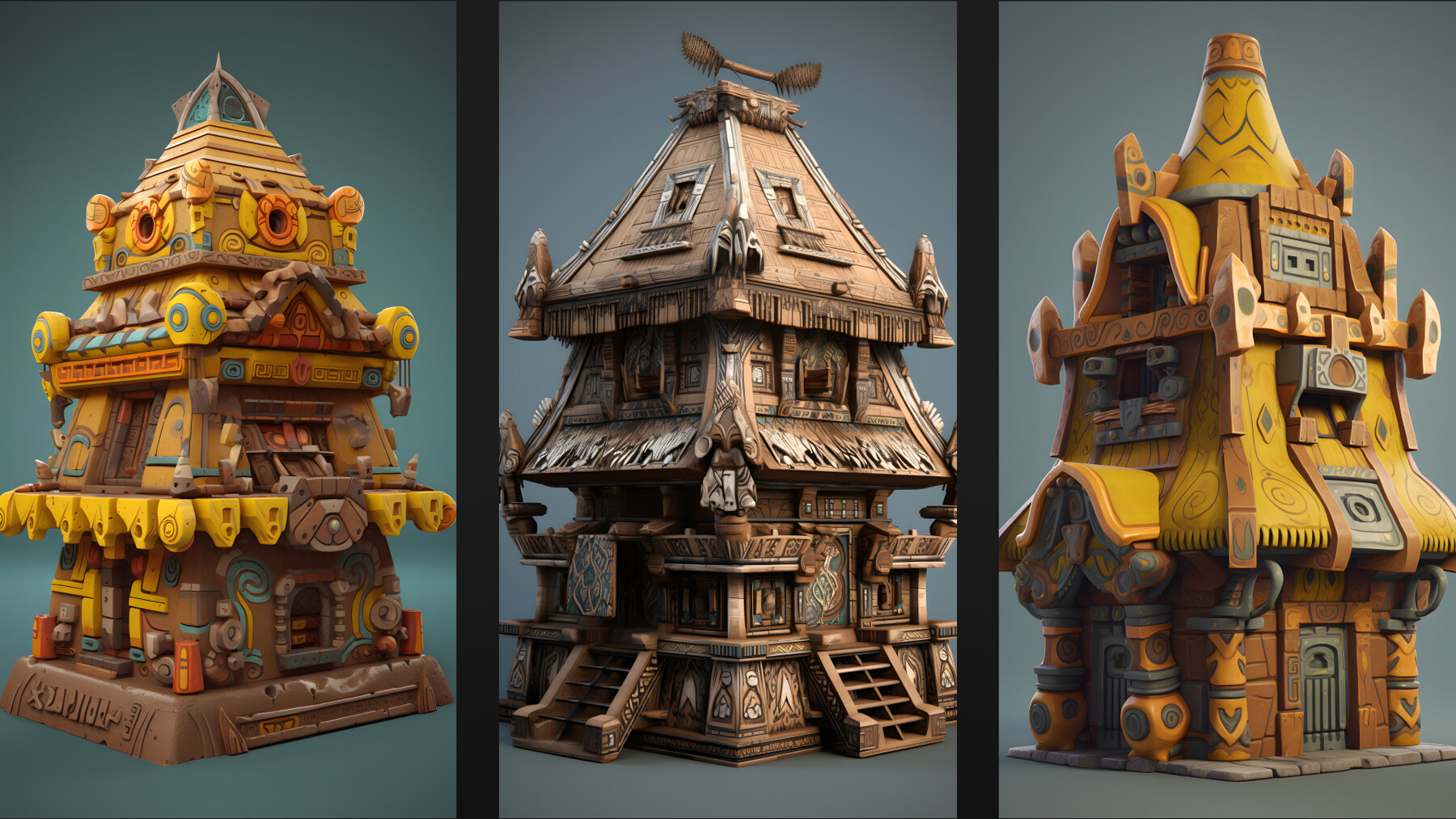 ArtStation - +320 Stylized Aztec House | 4K | Fantasy Arch Reference ...