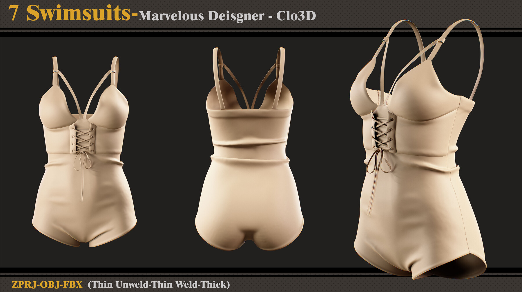 ArtStation - 5 female body suit/ zprj+obj+fbx/ clo3d, marvelous