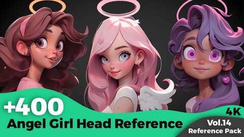 +400 Angel Girl Head References (4k)
