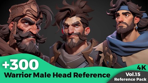 +300 Warrior Male Head References (4k)