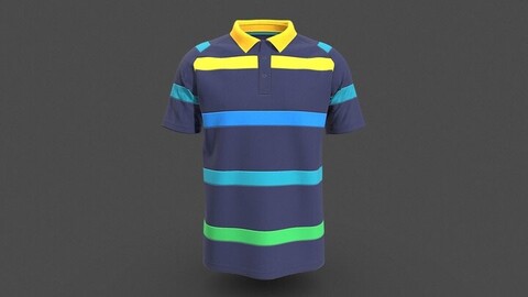 Men Color Block Strip Raglan Polo Shirt