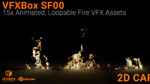 VFXBox - Standing Fire Loops 1 - 15X Loopable Fire Vfx Elements [For Blender]