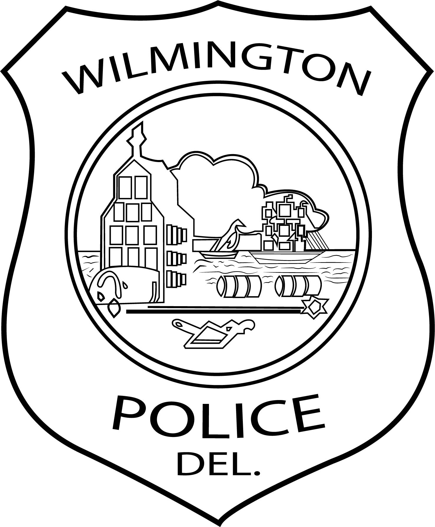 Artstation - Wilmington Police Del Patch Vector File Black White Vector 