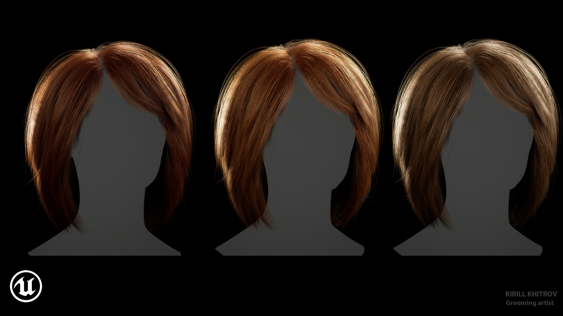 ArtStation - Game ready female Medium hairstyle (real time hair cards ...