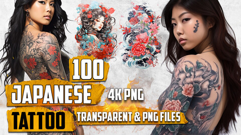 100 Japanese Tattoo (PNG & TRANSPARENT Files)-4K- High Quality