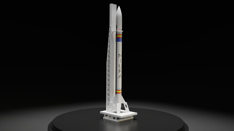 Miura-1 Rocket + Launch Tower by PLD Space. STL format