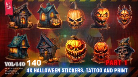 140 4K HALLOWEEN STICKERS,TATTOO AND PRINT (PART1) - HIGH END QUALITY RES - (TRANSPARENT & ALPHA & OPACITY) - VOL140