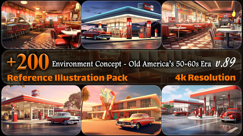 200 Environment Concept - Old America's 50-60s Era Reference Pack | 4K | v.89