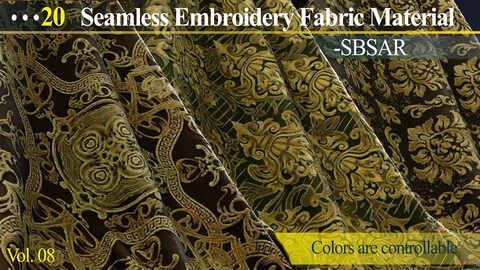 20 Seamless Embroidery Fabric Material -SBSAR (Vole 08)