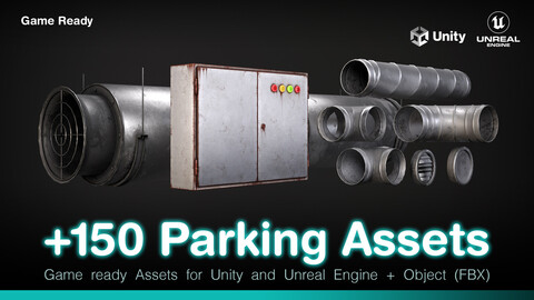 +150 Parking Assets (game Ready) for Unity & Unreal Engine