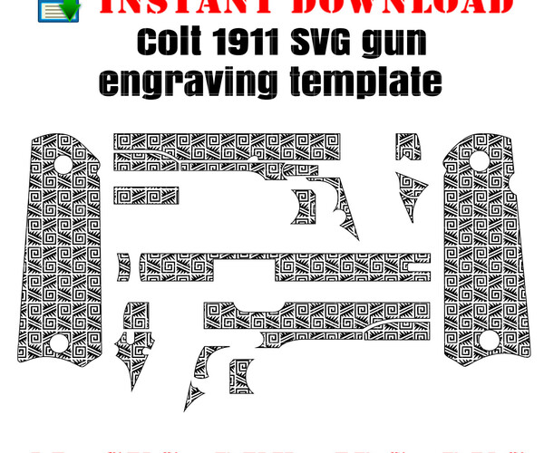 ArtStation - 1911 Gun engraving blank template vector, svg, dxf