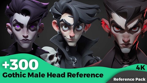 +300 Gothic Male Head References (4k)