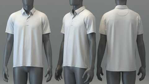 Button Down Polo Shirt with Self Fabric Collar