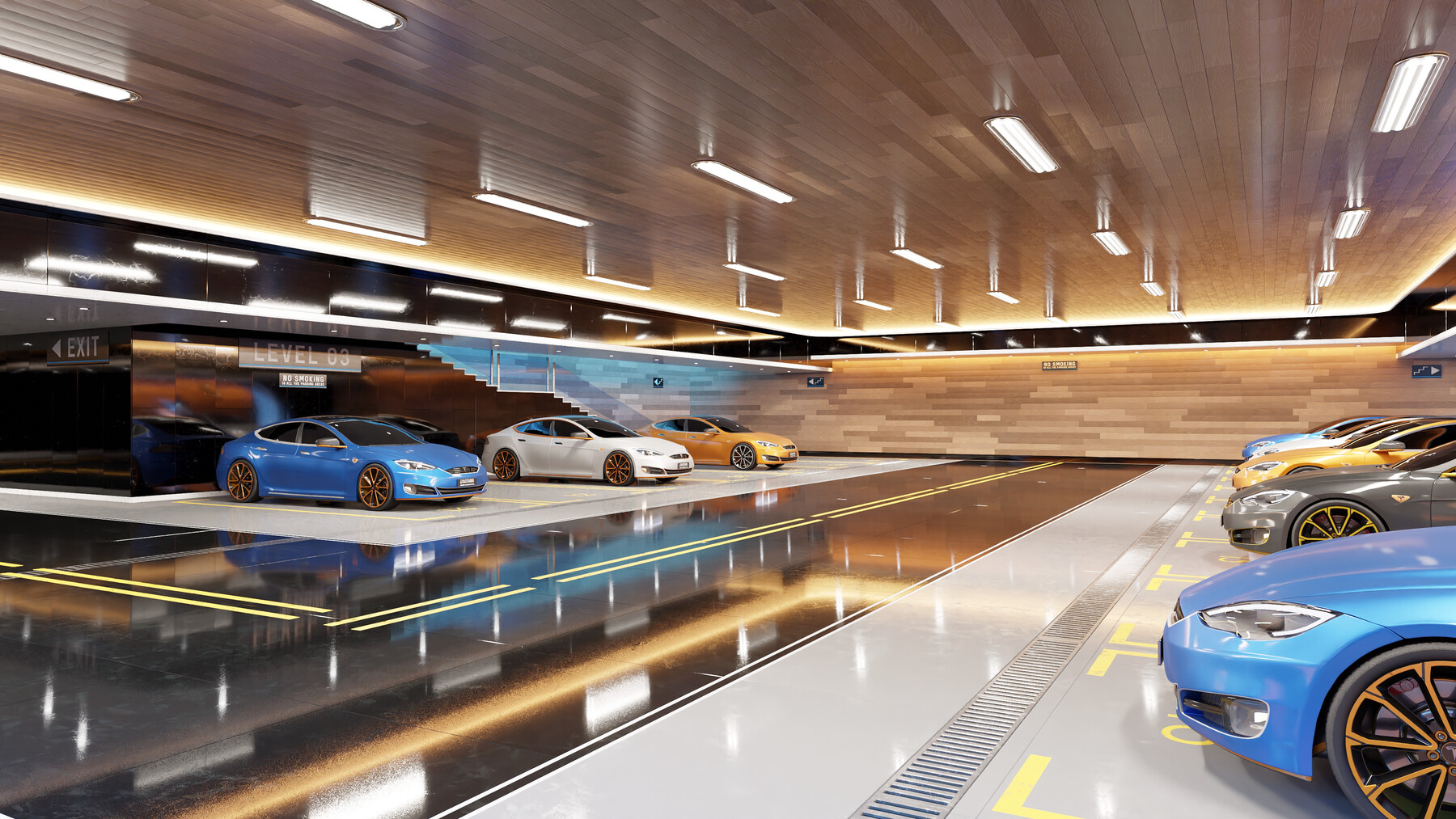 ArtStation - Modern Underground Luxury Car Park / Garage 3D Model ...