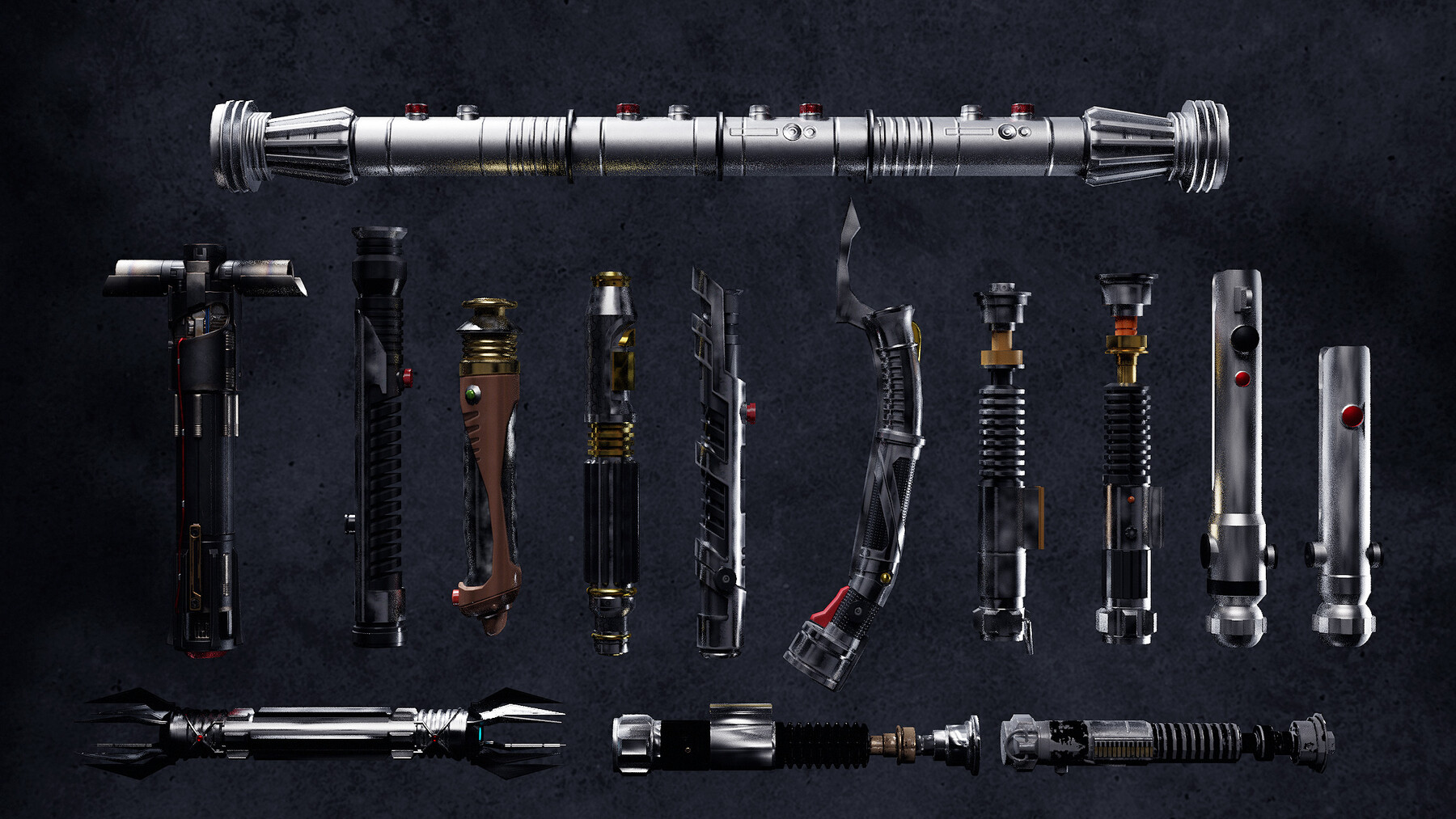 ArtStation - 20 Realistic lightsabers 3D Models with Textures | Game ...