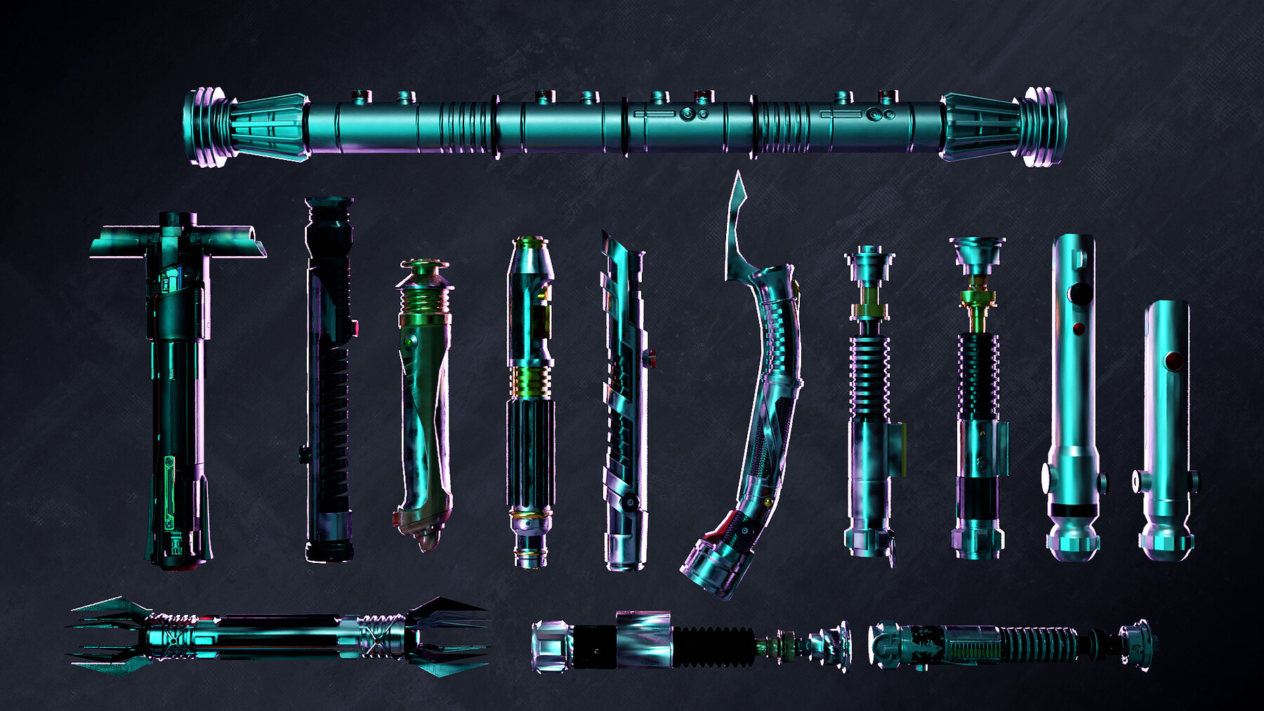 ArtStation - 20 Realistic lightsabers 3D Models with Textures | Game ...