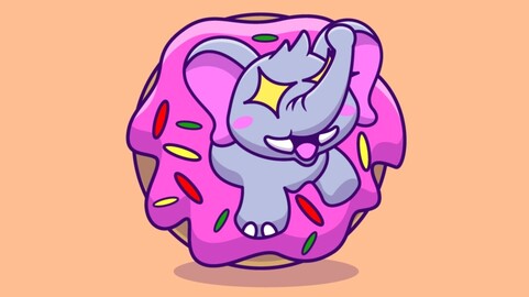 Cute Elephant In Doughnut Cartoon Vector Illustration