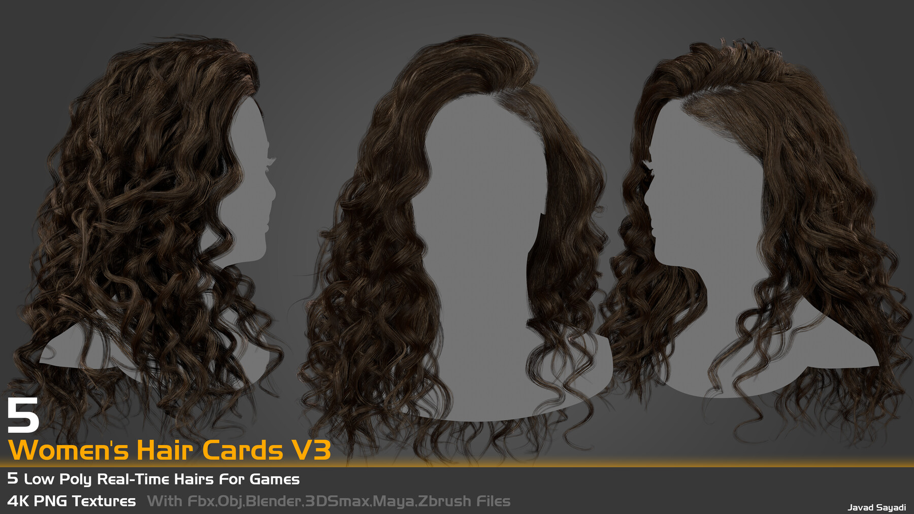 ArtStation - Female Straight Hair card Low-poly