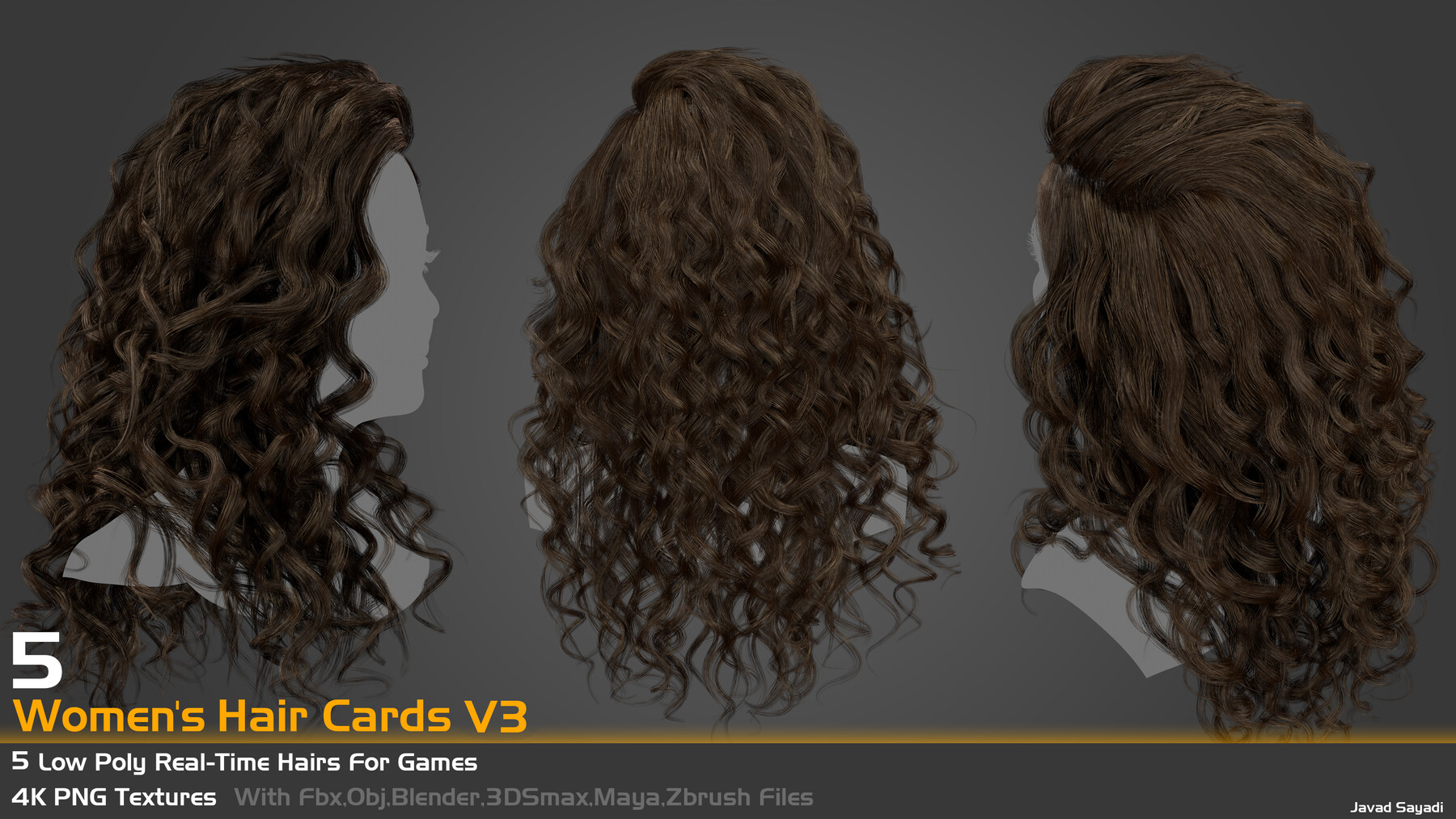 ArtStation - Female Straight Hair card Low-poly