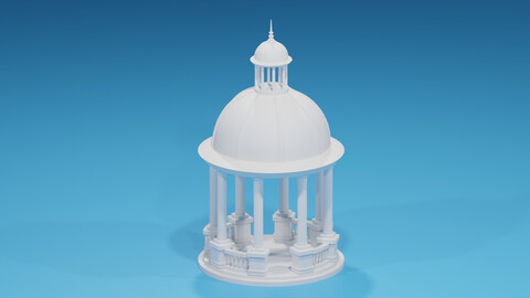 Cartoon Stone Gazebo with Roof 3D model