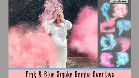 Pink and Blue Smoke Bombs Overlays