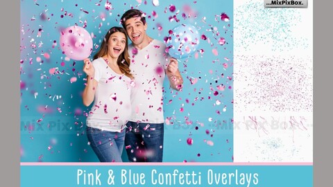 Pink and Blue Confetti Overlays