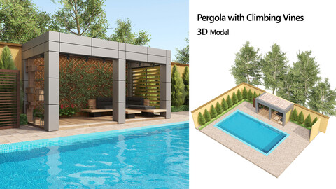 Modern Pergola with Pool 3d model