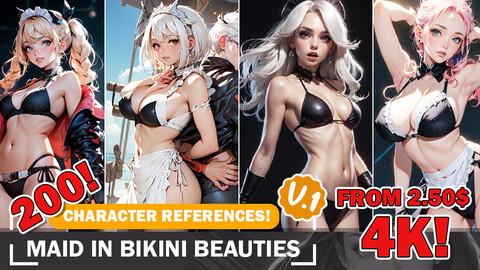 200 Sexy Maid suimsuit bikini Beauties | 4K Reference Art Collection | Seductive Beauty Inspiration