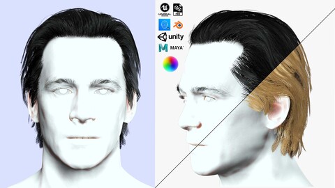 Chic Male Hairstyle Low-poly