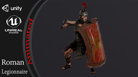 Roman legionnaire A pose Low_poly character redy for games