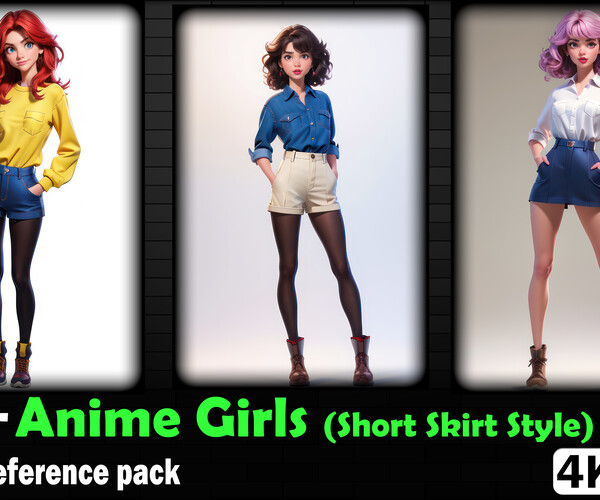 Artstation 200 Anime Girls Short Skirt Style Images Reference Pack