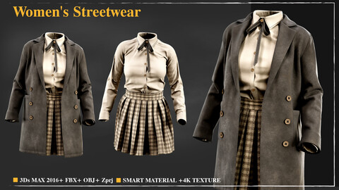Women's Streetwear / Marvelous Designer / 4k Textures/Smart material / OBJ-FBX