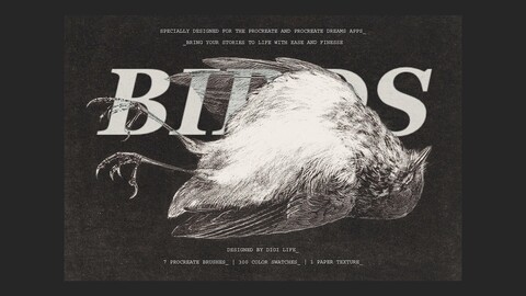 Lithography Procreate Kit | Birds