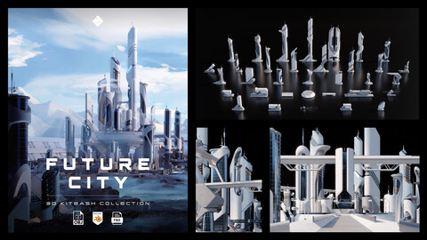 Future City - Futuristic Skyscrapers, Buildings & Environment Assets Blender 3D Kitbash Pack