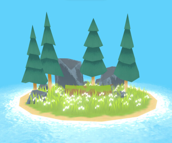 ArtStation - Low poly Stylized game environment - Cozy Island | Game Assets