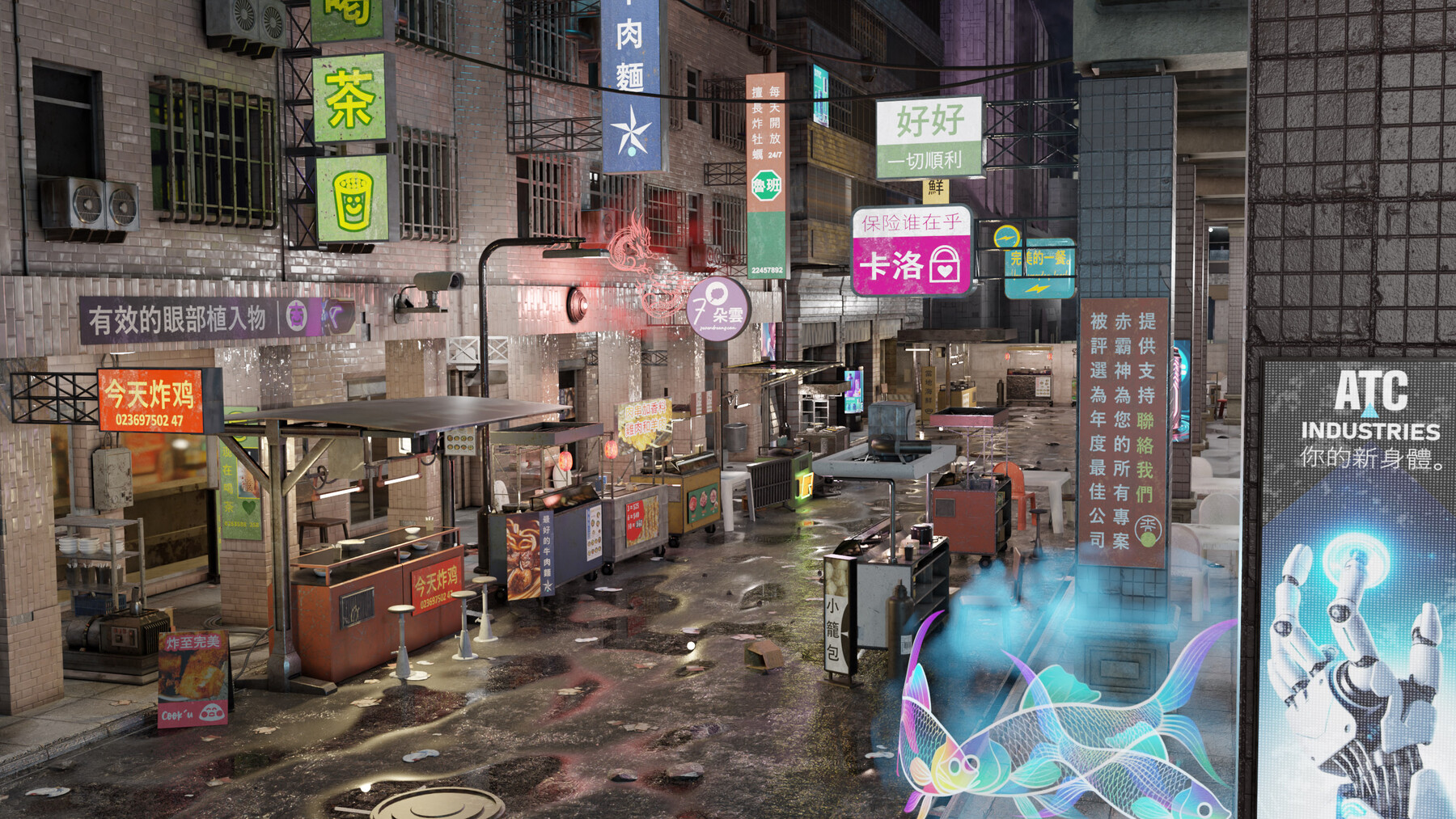 ArtStation - ULTRA Detailled Cyberpunk Nightmarket Scene - 3D Blender ...