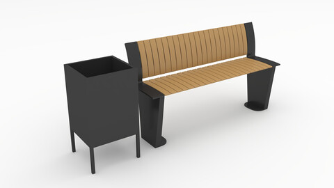 3D Model Bench Park 48