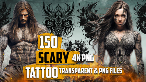 150 Scary Tattoo (PNG & TRANSPARENT Files)-4K- High Quality