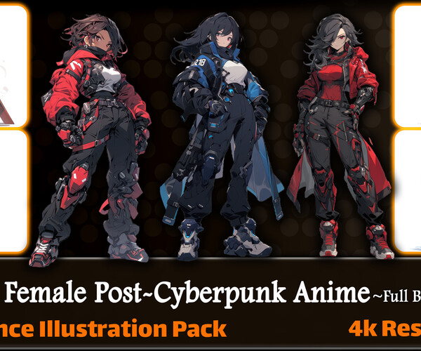 Anime Cyberpunk Character Portraits in 2D Assets - UE Marketplace