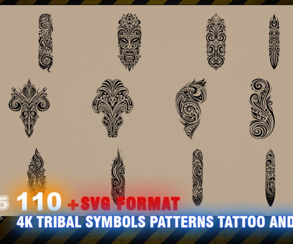 Set Of Tribal Style Tattoo Design, Arm Band, Adornment, Decoration. Folk  Motif Vector Collection. Royalty Free SVG, Cliparts, Vectors, and Stock  Illustration. Image 146941059.