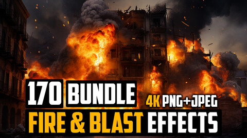 170 Fire & Blast Effects Bundle - 4k (PNG & JPEG Files) - High Quality