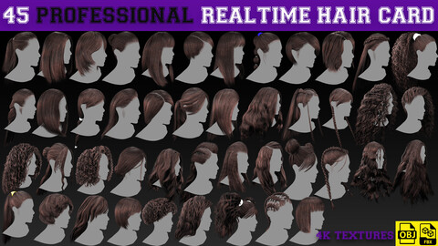 45 Low Poly Realtime Haircard - Female Hair